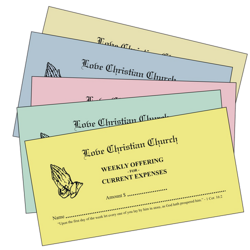 Colored Pew Tithing Envelopes - envelopes4churches.com